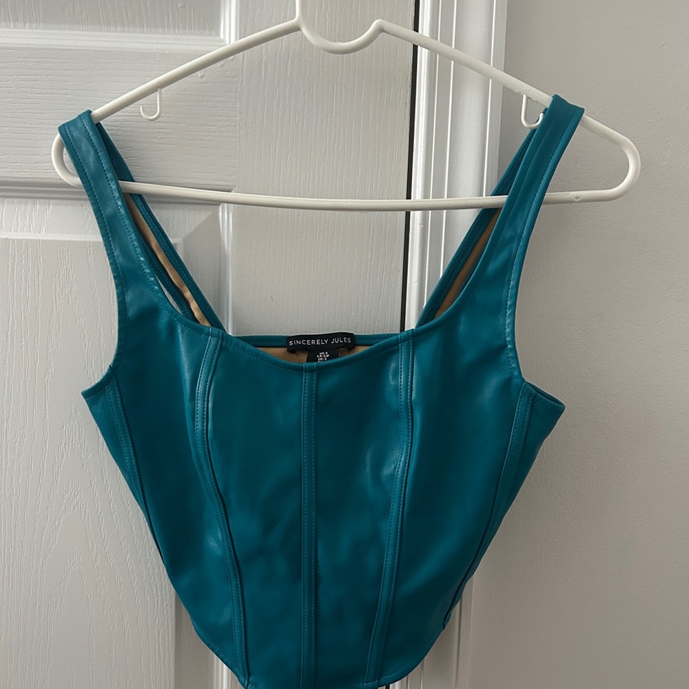 Sincerely Jules Blue Sleeveless Bustier Bodysuit